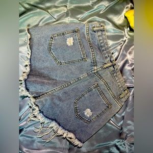 Denim shorts with design